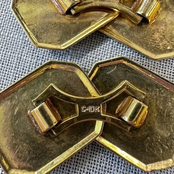 Vintage 10K Art Deco Two Tone Gold Cufflinks